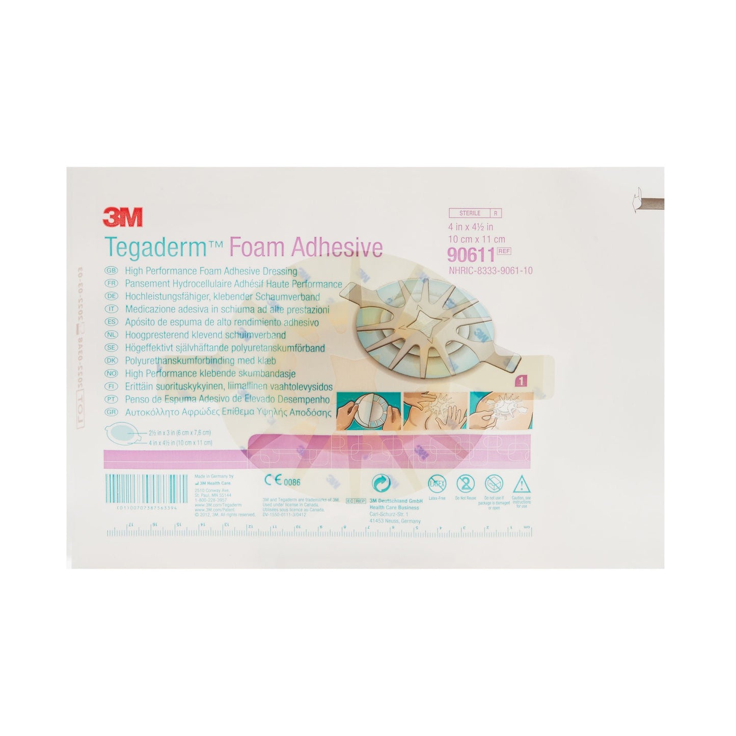 DRESSING, TEGADERM FOAM ADHSV 4"X4.5" (10/BX 4BX/C 3M