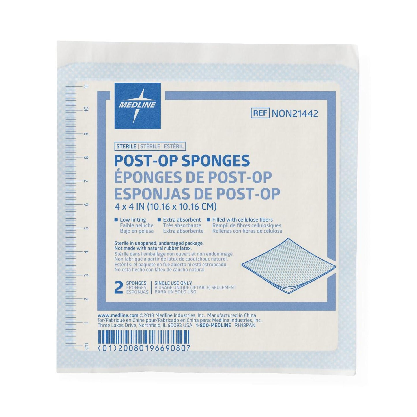 SPONGE, GAUZE POST-OP STR LF 4"X4" (2/PK 25PK/BX 24BX/CS)