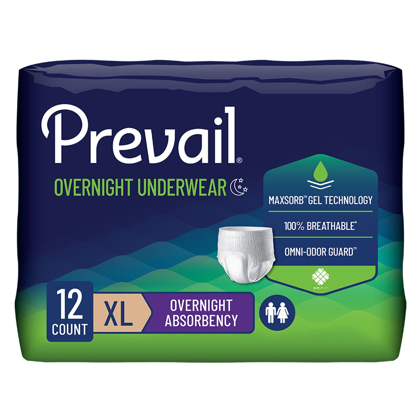 UNDERWEAR, OVERNIGHT PROT PREVAIL XLG 58-68" (12/PK 4PK/CS)