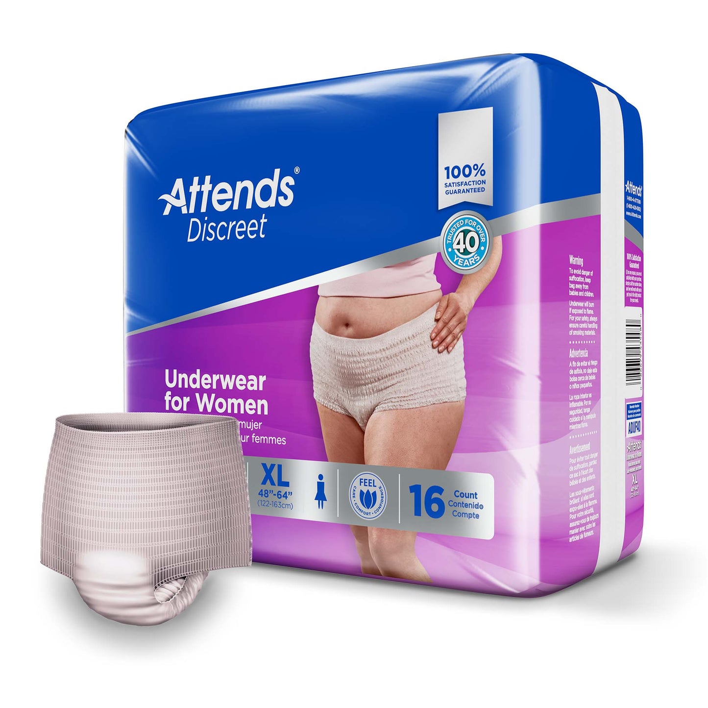 UNDERWEAR, DISCREET ATTENDS FML XLG (16/BG 4BG/CS)