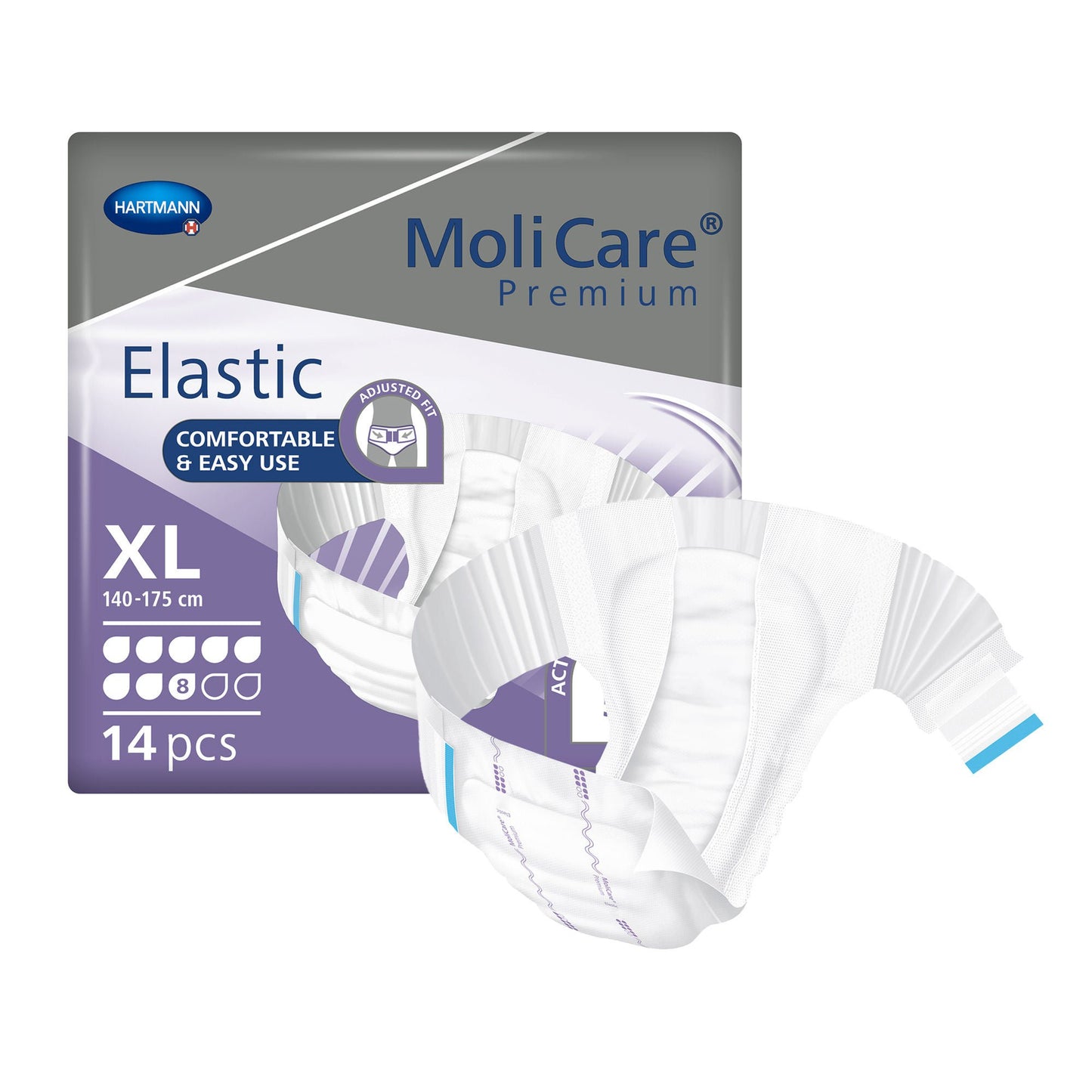 BRIEF, MOLICARE PREMIUM ELAS DISP 8D XLG (14/BG 4BG/CS)