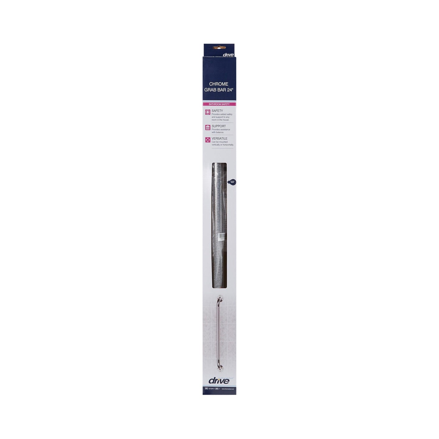 BAR, GRAB FALL PREVENTION KNURLED CHROME 24" (3/BX