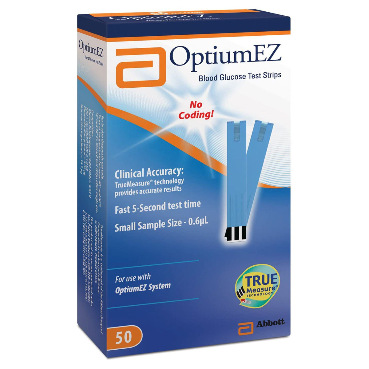 TEST STRIP, BLD GLUC OPTIUM EZ(50/BX 12BX/CS)