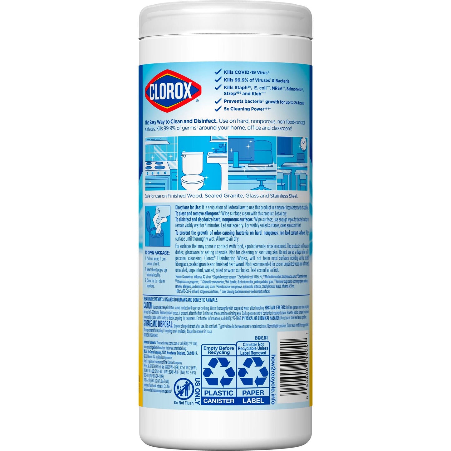WIPE, CLOROX DISINF LEMON FRESH (35/PK 12PKCS) SALFLD