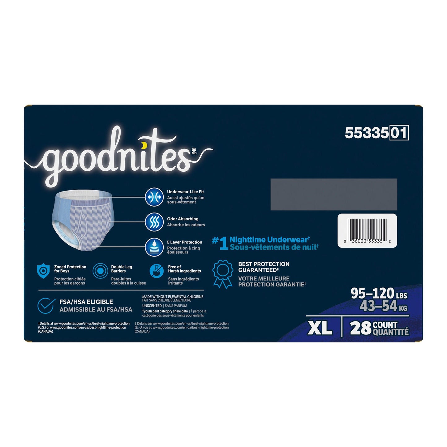 UNDERWEAR, GOODNITES YTH BOY XLG (28/CS)