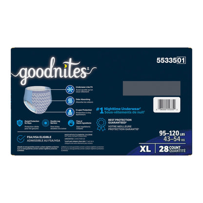 UNDERWEAR, GOODNITES YTH BOY XLG (28/CS)