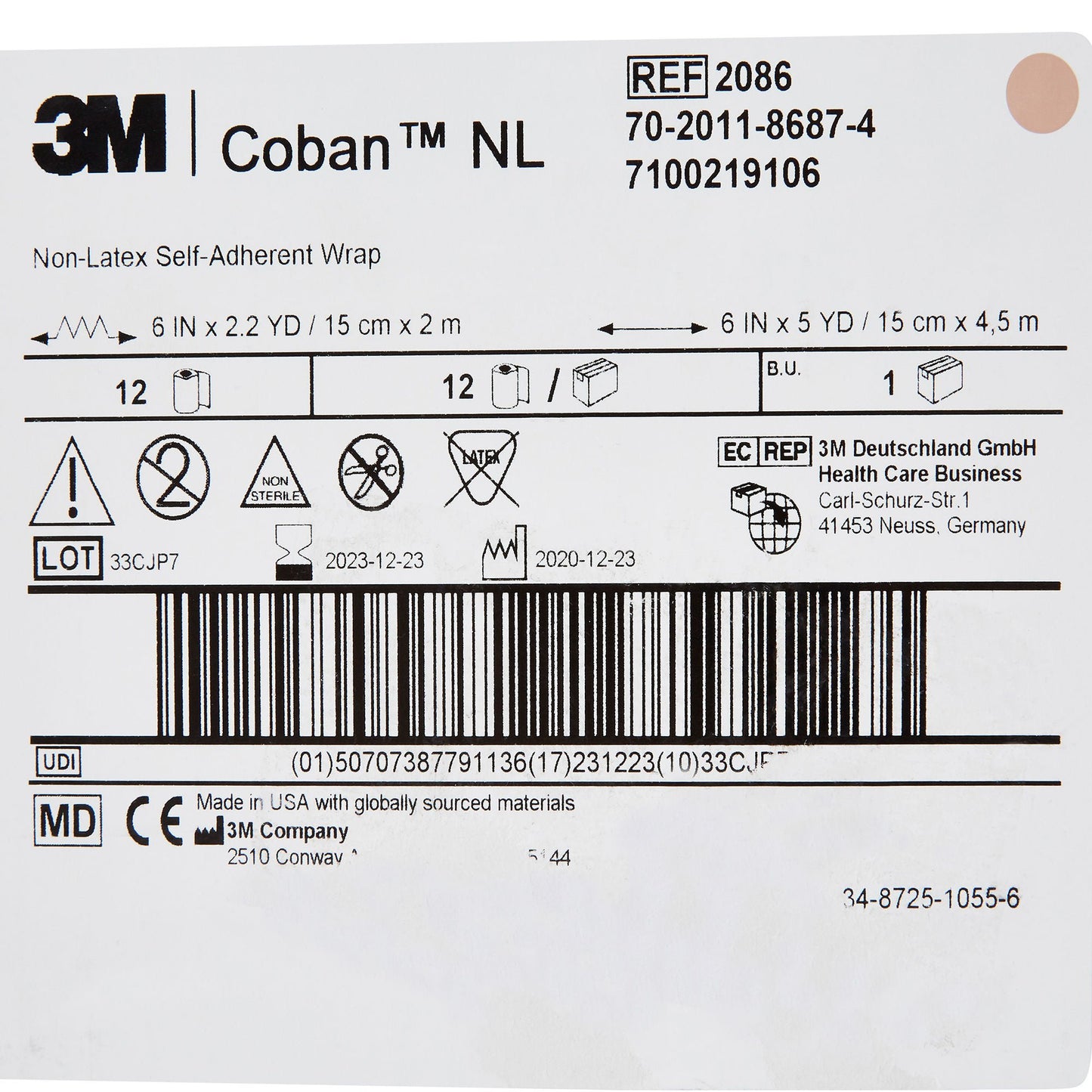 BANDAGE, COBAN LF 6"X5YDS (12RL/CS) 3M