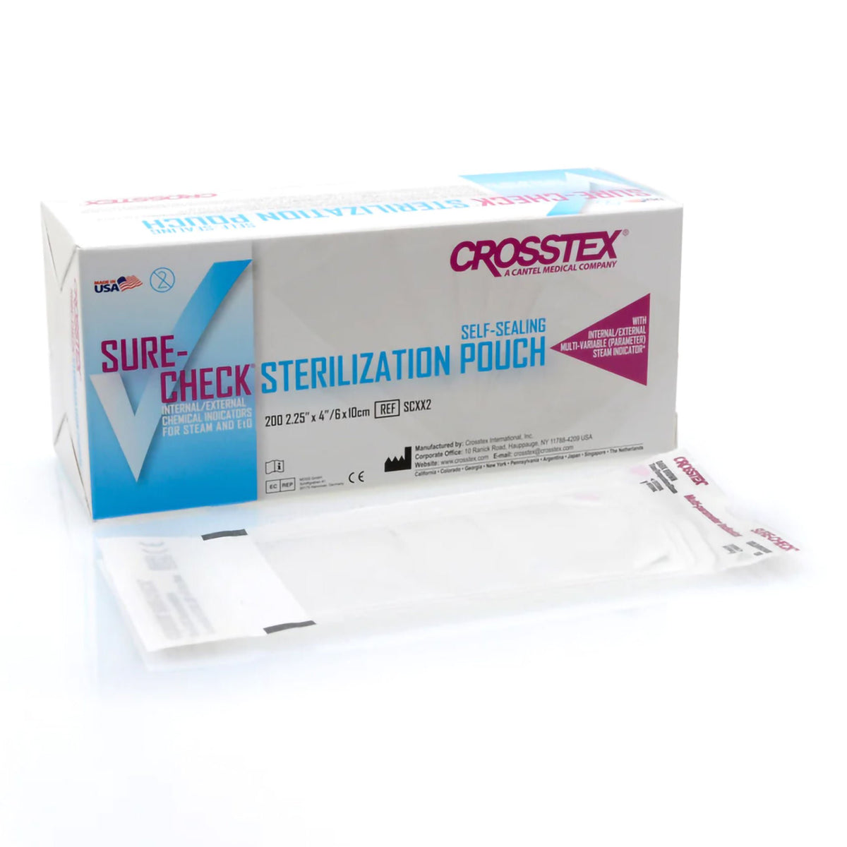 POUCH, STERILIZATION SURECHEC 2.25"X4" (200/BX 20B CROSTX
