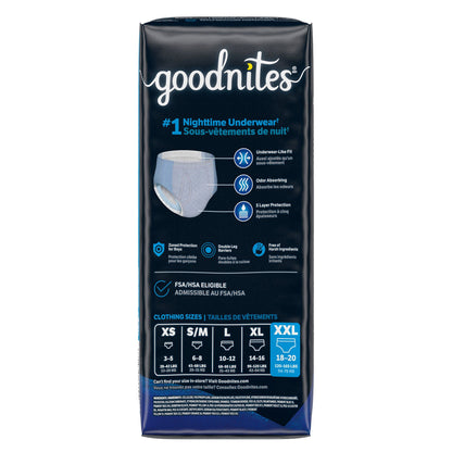 UNDERWEAR, GOODNITES JUMBO PK YTH BOY SZ7 2XLG (8/PK 4PK/CS)