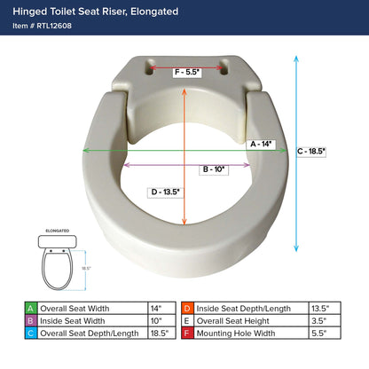 RISER, TOILET SEAT HINGED D/S