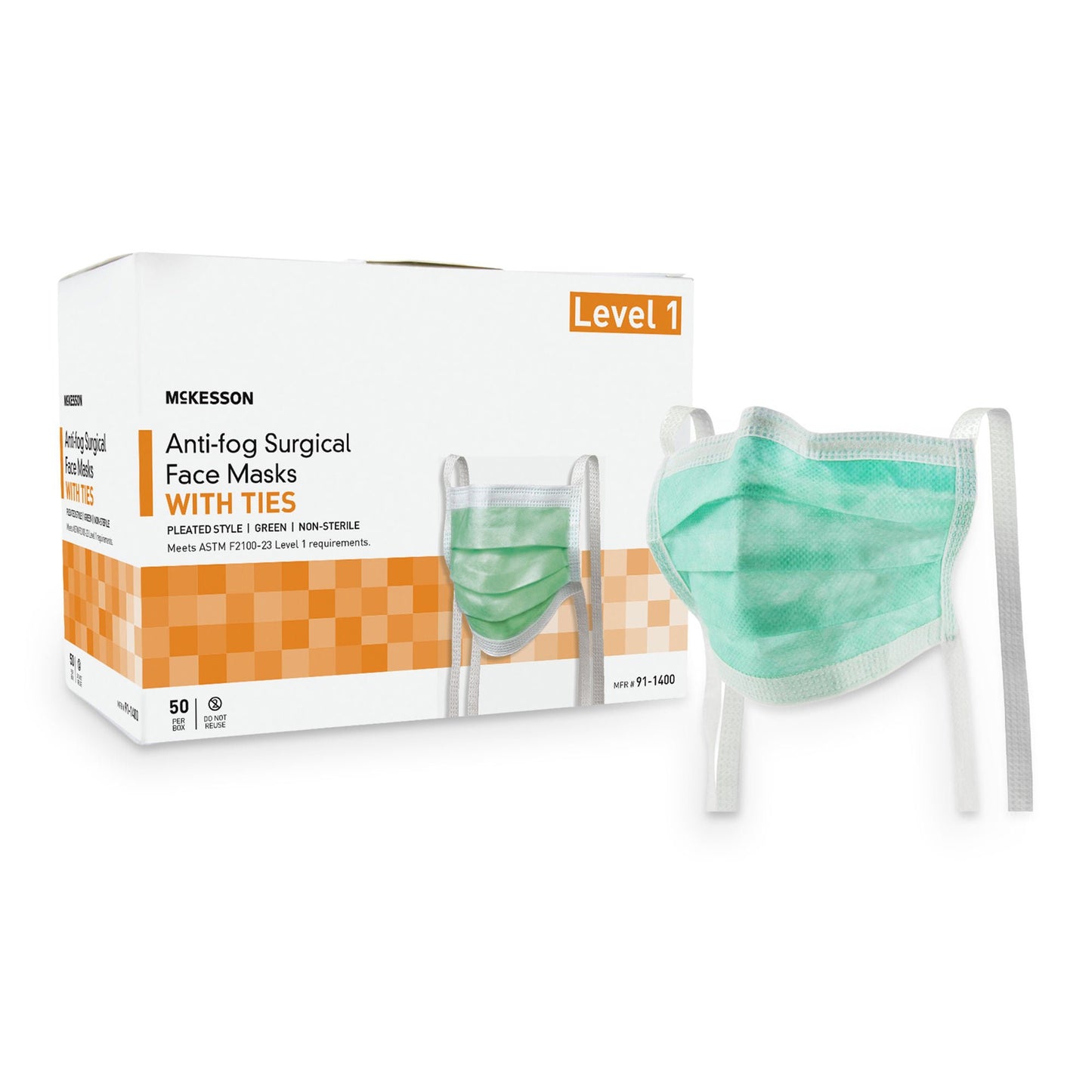 MASK, SURG TIES ASTM1 ANTIFOG (50/BX 6BX/CS)