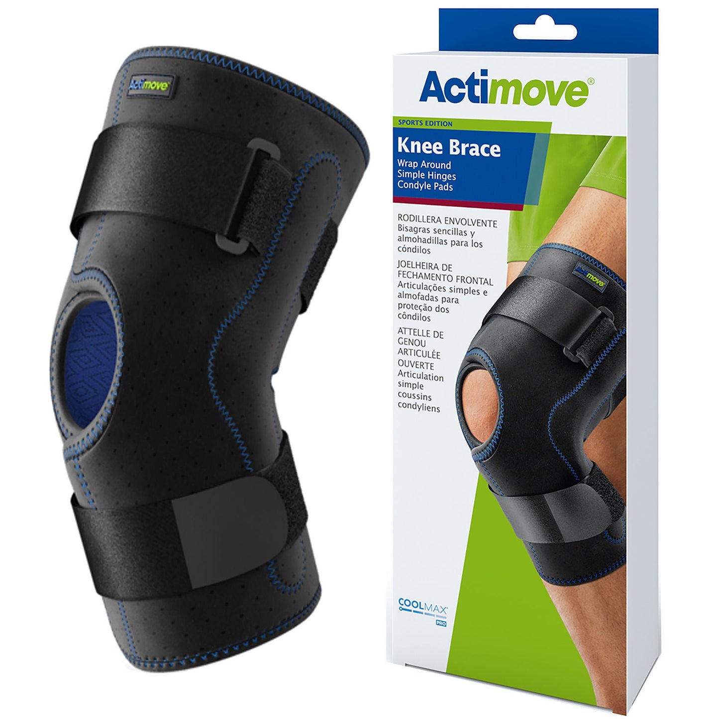 KNEE BRACE, WRAP AROUND SIMPLEHINGED BLK 2XLG 22"-24"