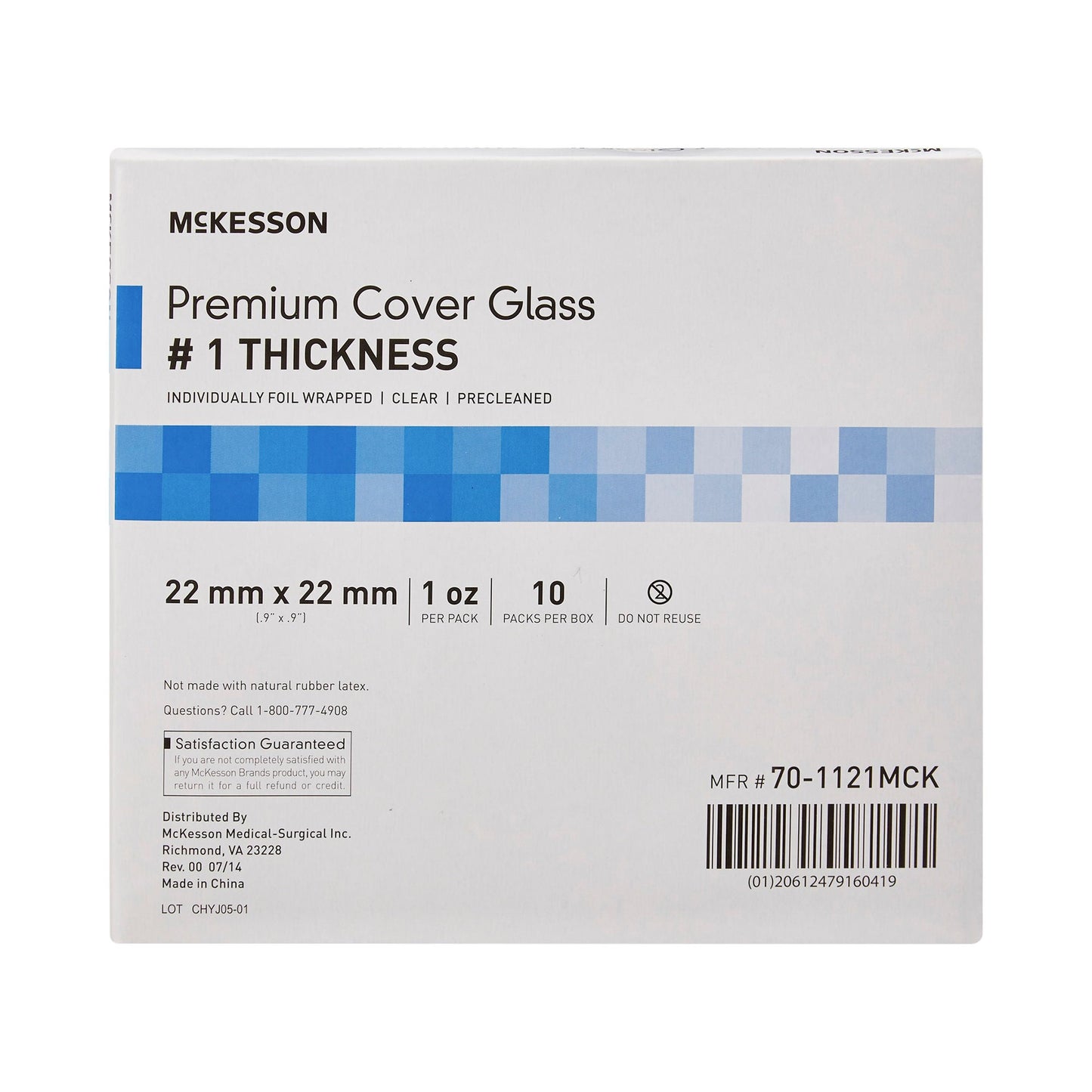 COVER GLASS, #1 PREMIUM 22X22MM (10PK/BX)