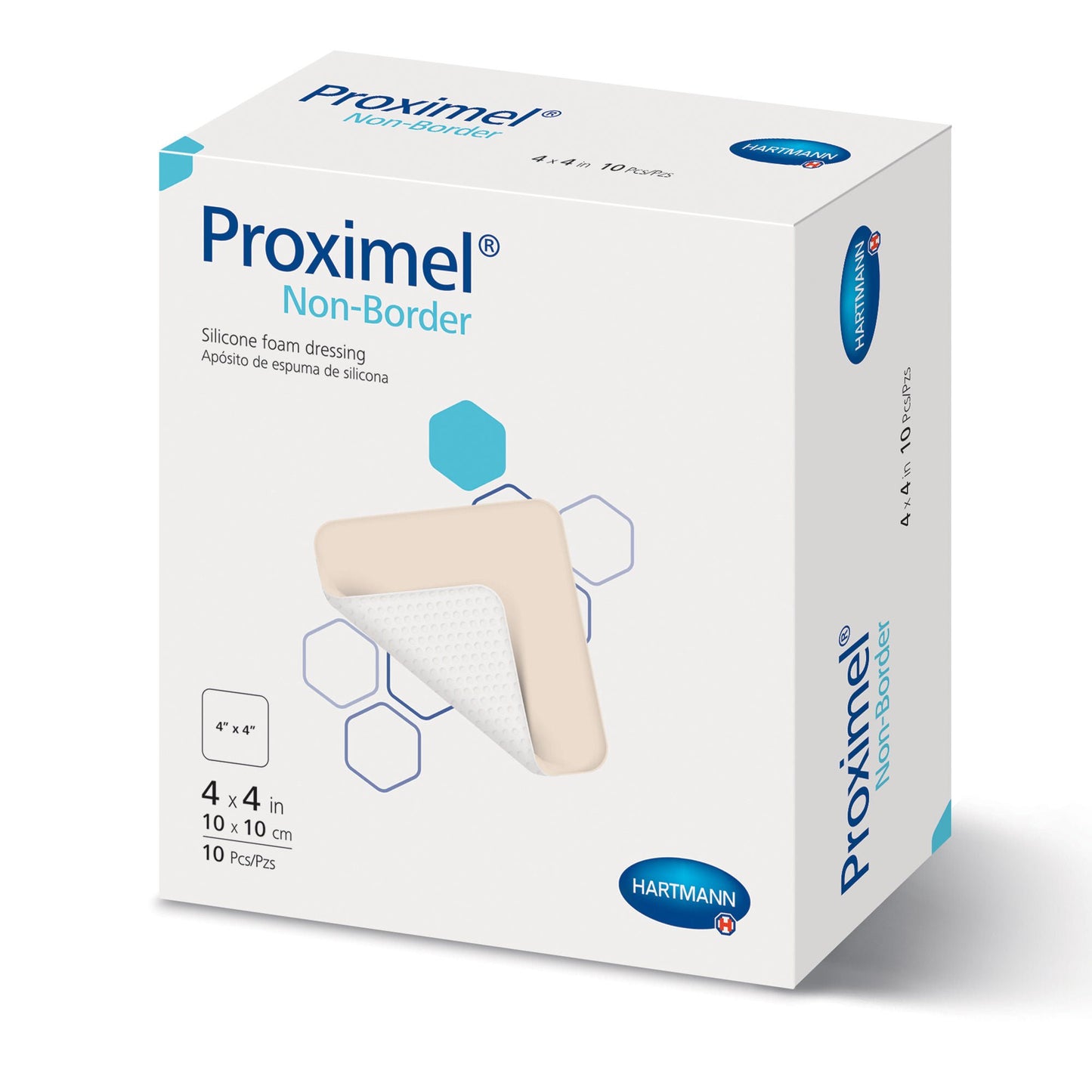 DRESSING, WOUND PROXIMEL SIL N/BORDERED 4X4" (10/BX 6BX/CS)