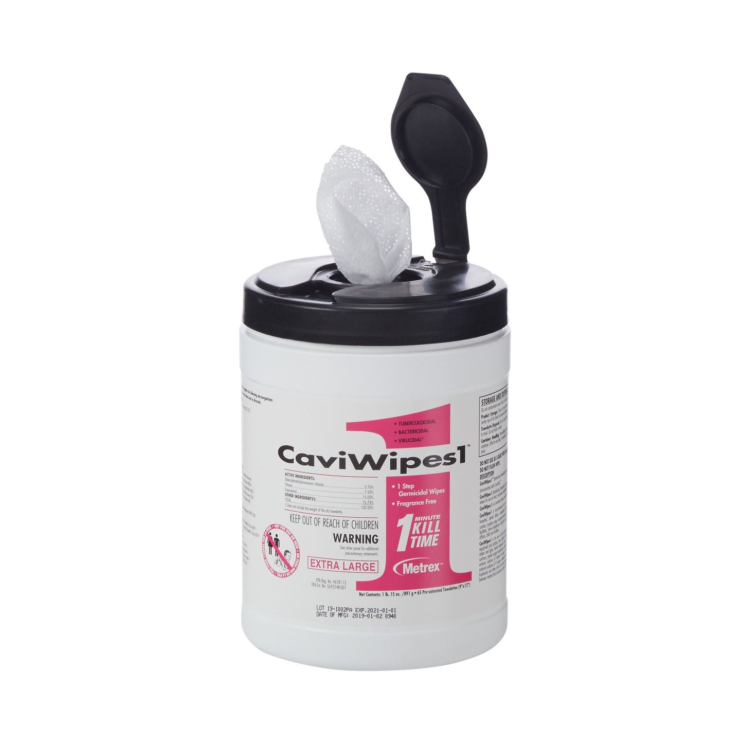 WIPE, DISINFECT HD SURF CAVIWIPE1 9X12 XLG(65/CN)