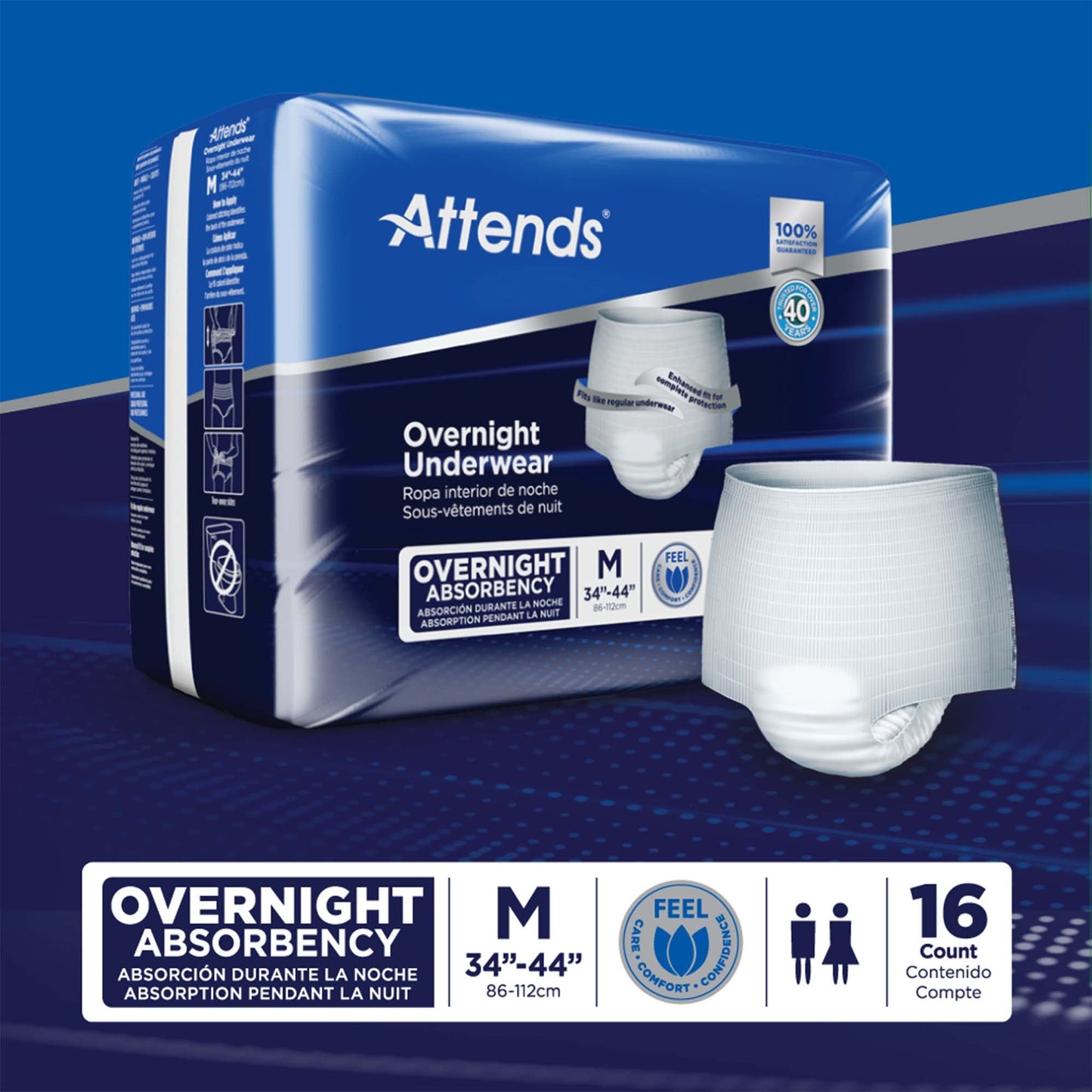 UNDERWEAR, INCONT OVERNIGHT SUPER+ MED (16/BG 4BG/CS)