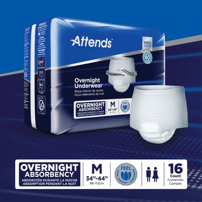 UNDERWEAR, INCONT OVERNIGHT SUPER+ MED (16/BG 4BG/CS)