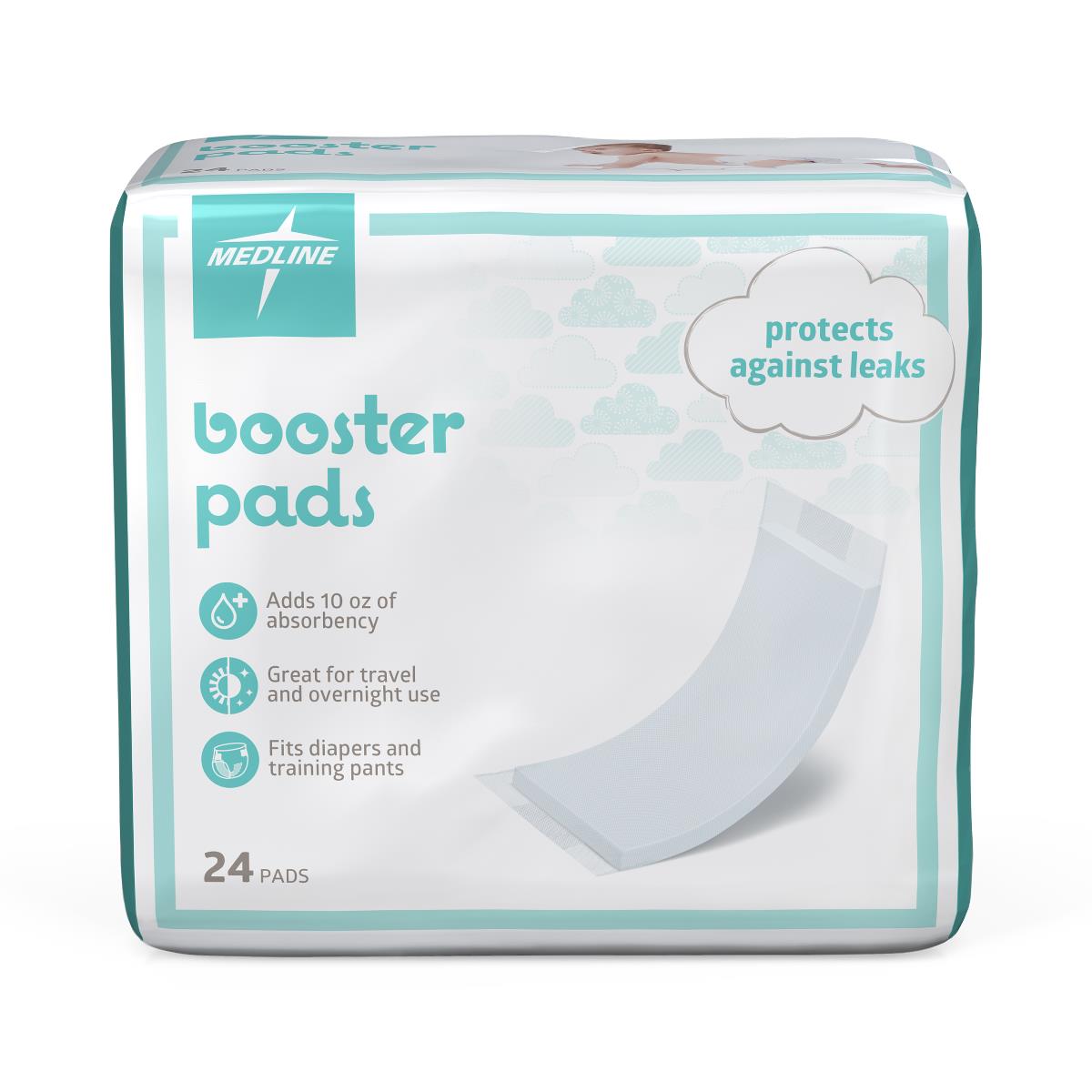 Medline Booster Pads with Adhesive, 192 Count, Baby Diaper Doubler for Overnight Use to Help Eliminate Leaks