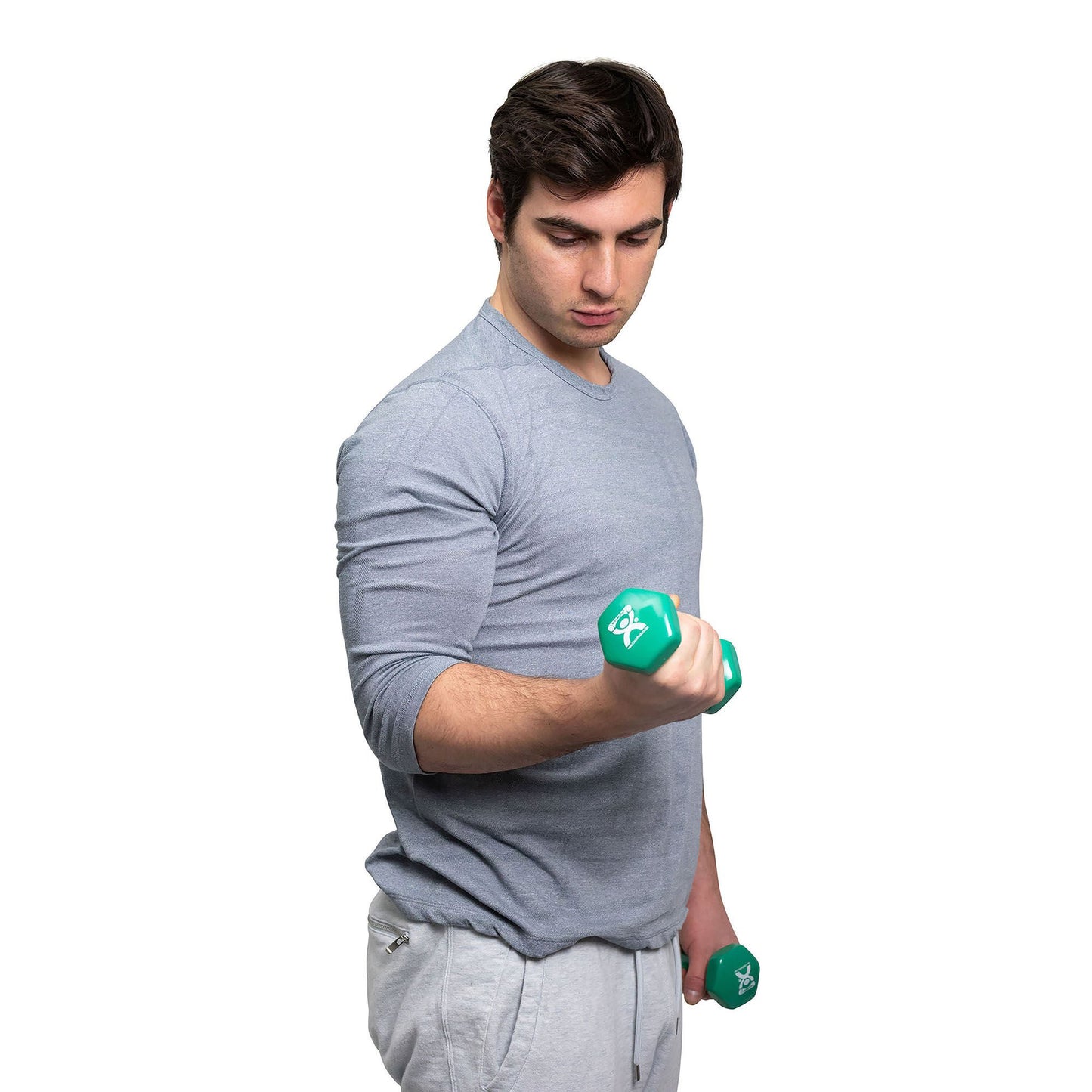 DUMBELL, VYNL IRON GRN 3LB D/S