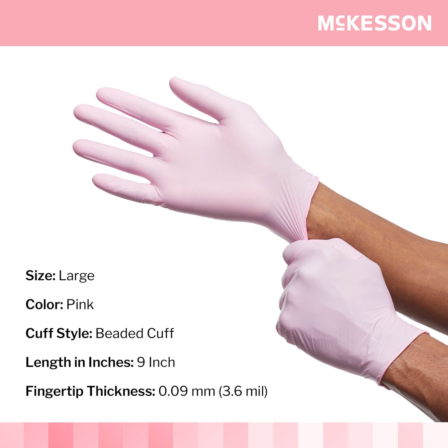 GLOVE, EXAM NTRL LG N/S PNK 3.0 (250/BX 10BX/CS)