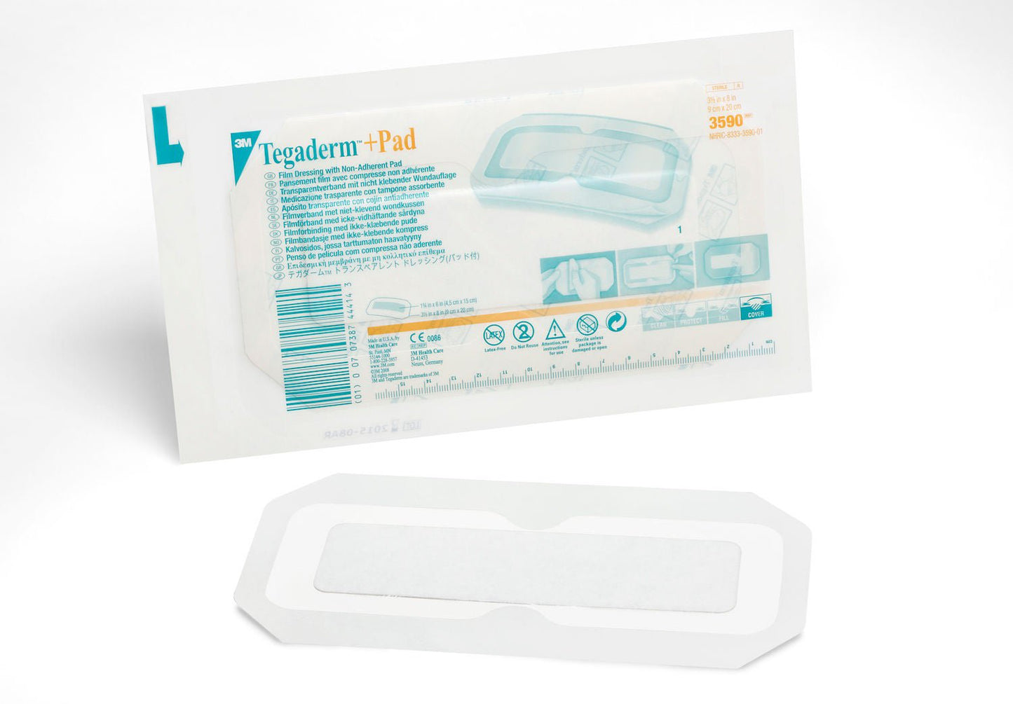 DRESSING, TEGADERM W/PAD 3 12X8" (25/BX) 3M