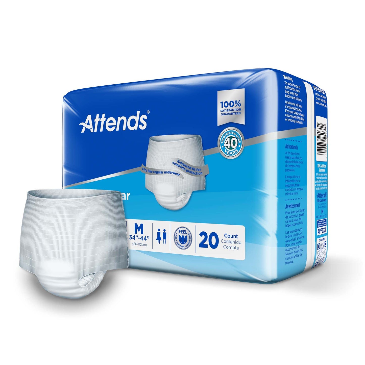 UNDERWEAR, ATTENDS ULT MED (20/BG 4BG/CS)
