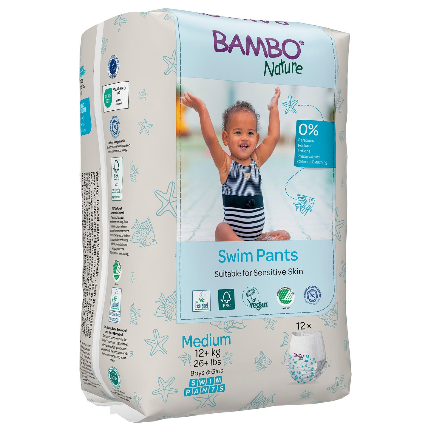 PANT, SWIM BAMBO NATURE DISP PED MED 26+LB (12/PK 10PK/CS)