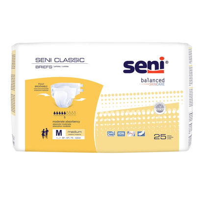 BRIEF, UNSX SENI CLASSIC MED WHT 30-43" (25/PK 4PK/CS)