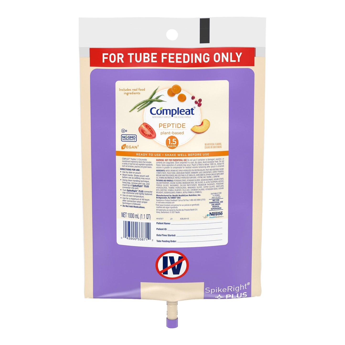 COMPLEAT PEPTIDE, SPIKERIGHT PLUS 1.5CAL 1000ML (6/CS)