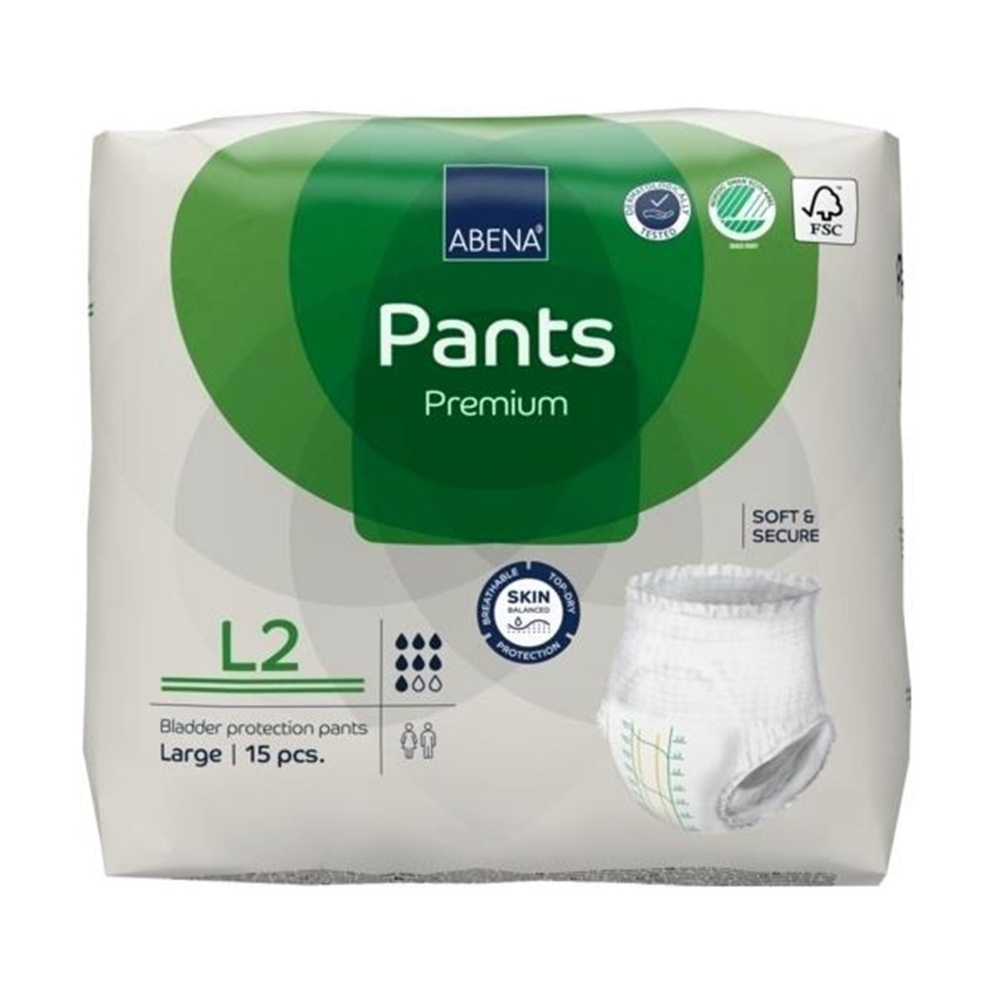 UNDERWEAR, INCONT ABENA PROT PREM L2 LG (15/PK 6PK/CS)