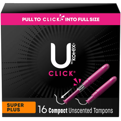 TAMPON, U BY KOTEX CLICK SUPE R PREM ABSRB (16/PK 8PK/CS)