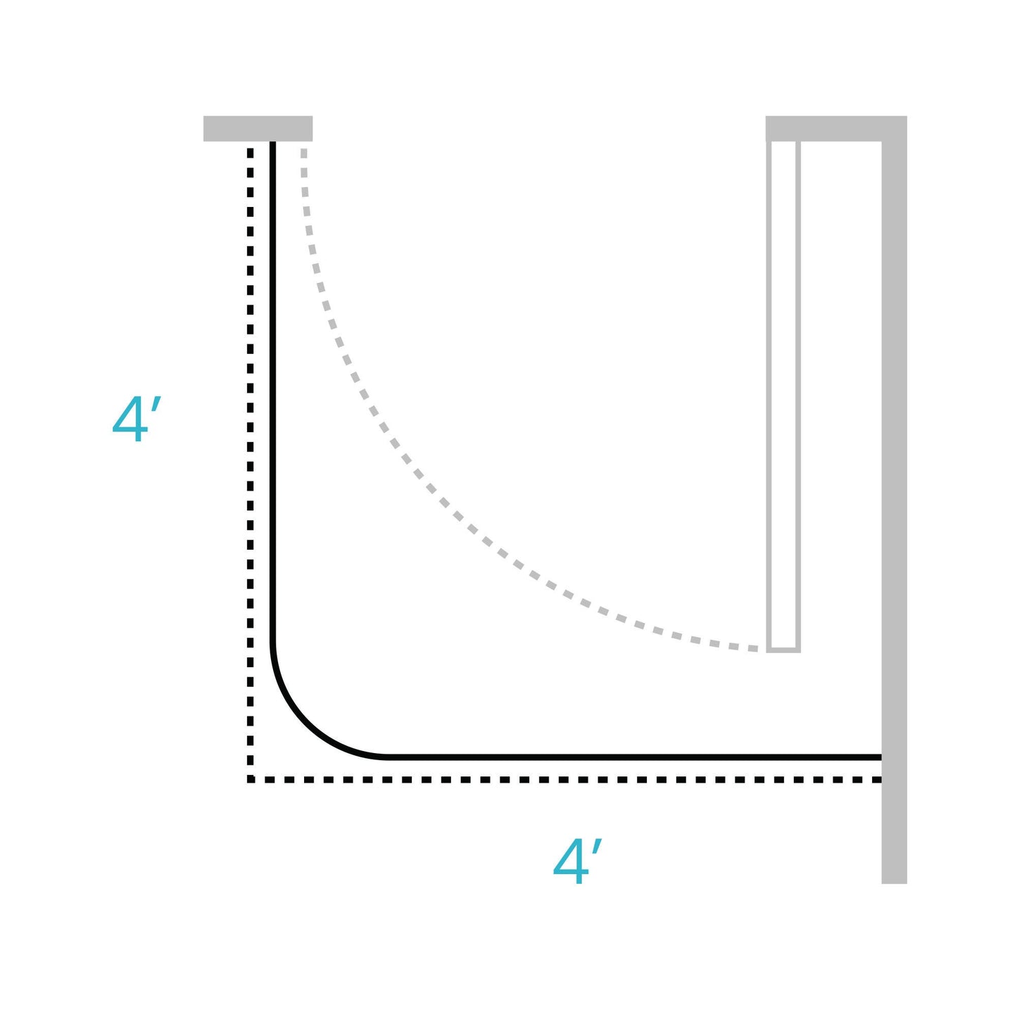 TRACK, CUB CURTAIN 4'X4' L SHAPE