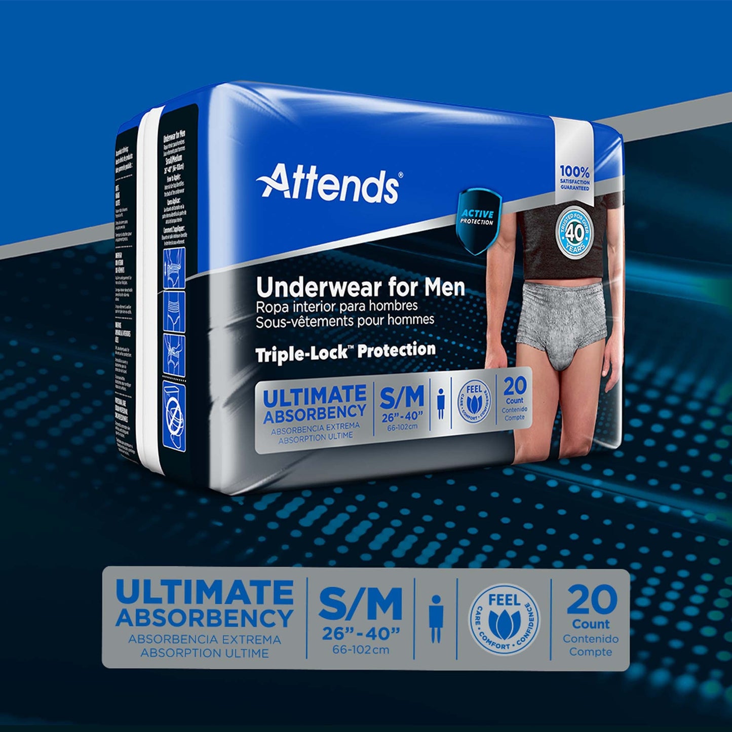 UNDERWEAR, ATTENDS ULT MALE SM/MED (20/BG 4BG/CS)