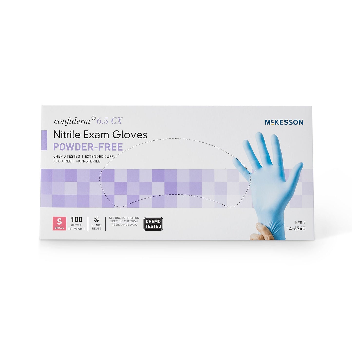 GLOVE, EXAM NTRL SM N/S EXTCF CHEMO 6.5CX (100/BX 10BX/CS)