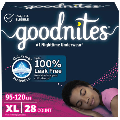 UNDERWEAR, GOODNITES YTH GIRL XLG (28/CS)