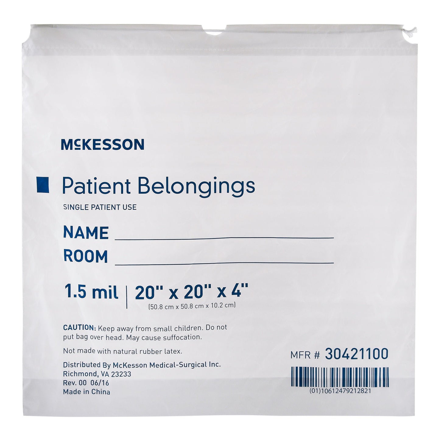 BAG, PAT DRWSTRNG 20X20X4 WHT (250/CS)