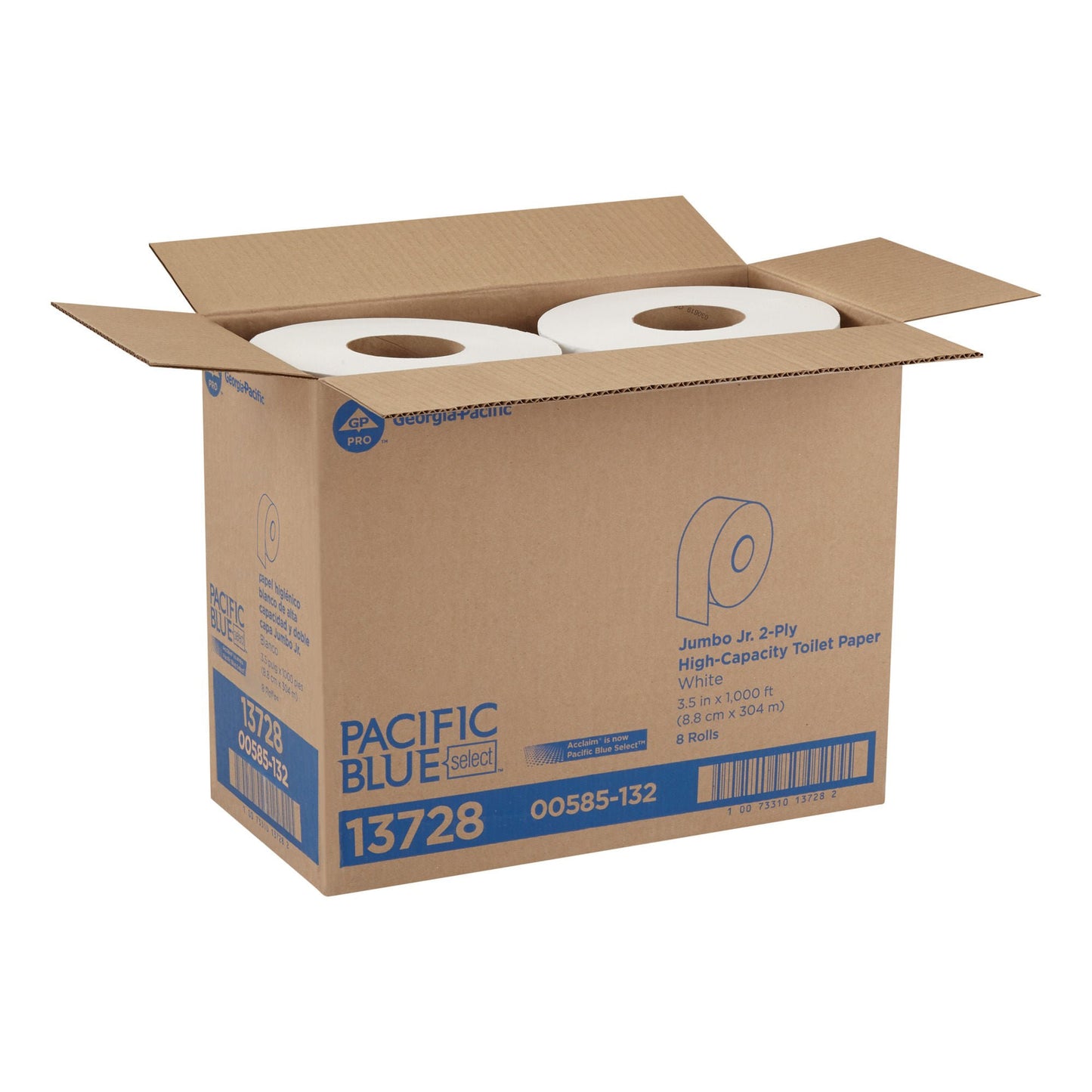 TISSUE, TOILET ACCLAIM 2PLY 1000FT WHT (8RL/CS)