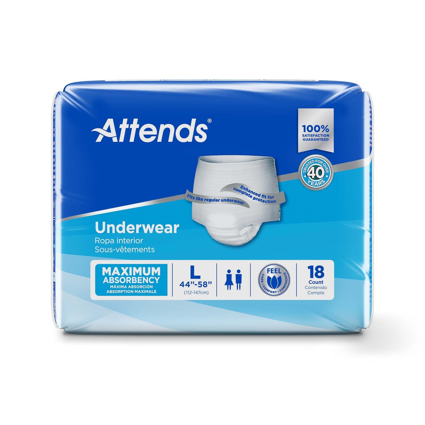 UNDERWEAR, ATTENDS MAX ABSRB LG (18/BG 4BG/CS)
