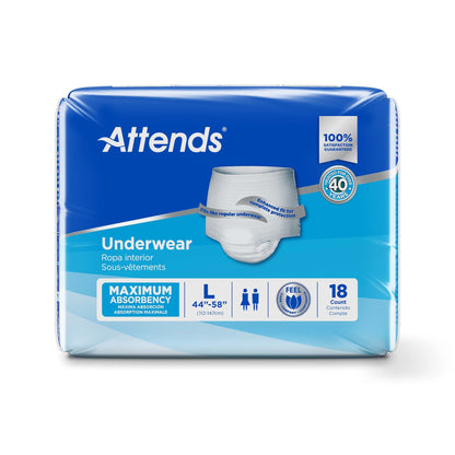 UNDERWEAR, ATTENDS MAX ABSRB LG (18/BG 4BG/CS)