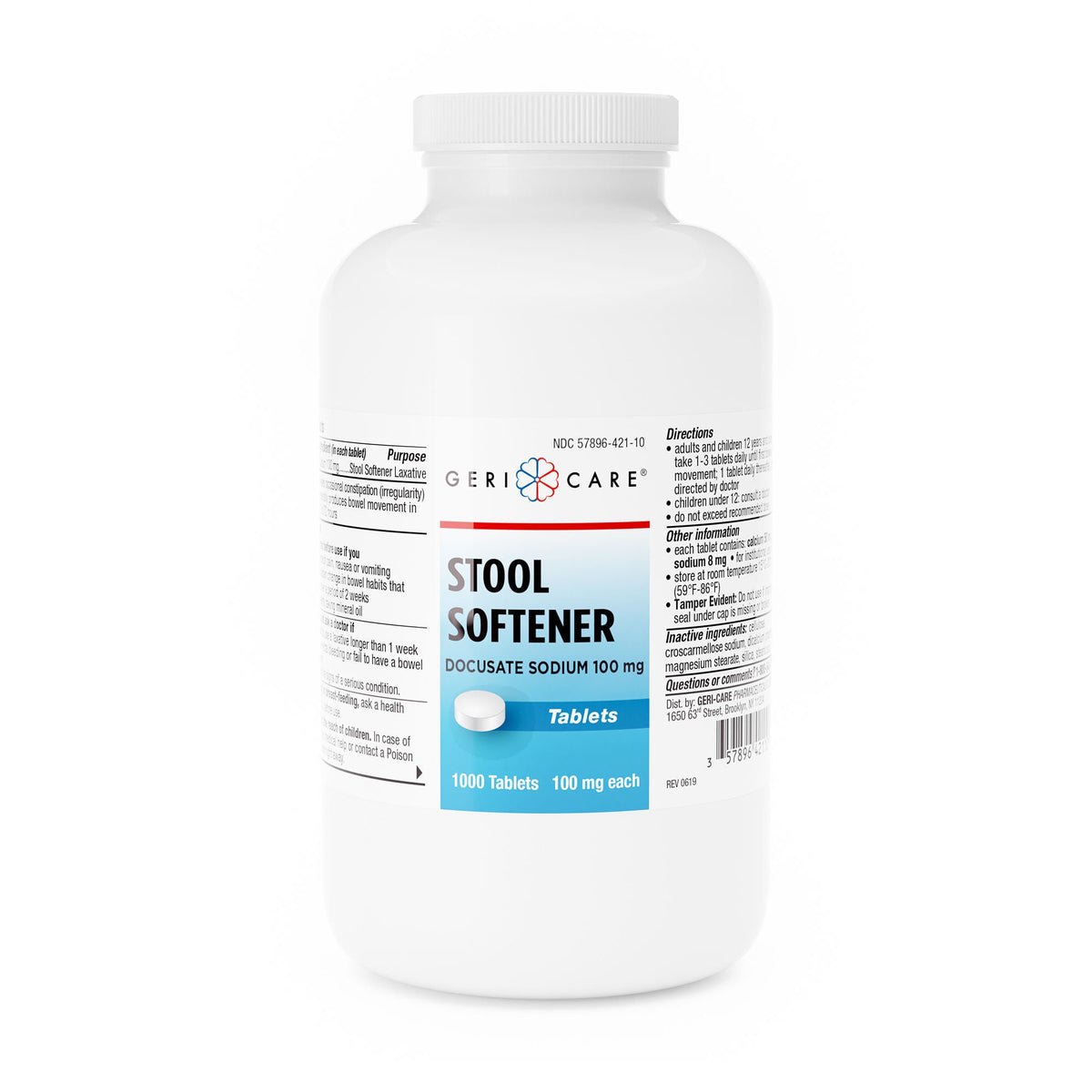 DOCUSATE SODIUM, TAB 100MG (1000/BT 12BT/CS)