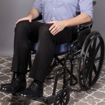 CUSHION, SEAT FOAM DMI F/WHEELCHAIR/CAR/CHAIR W/COVER NAVY