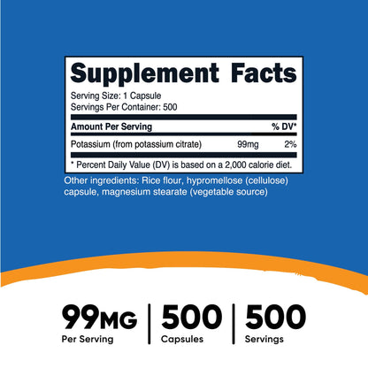 VITAMIN, CAP POTASSIUM CITRATE99MG (500/BT 12BT/CS)