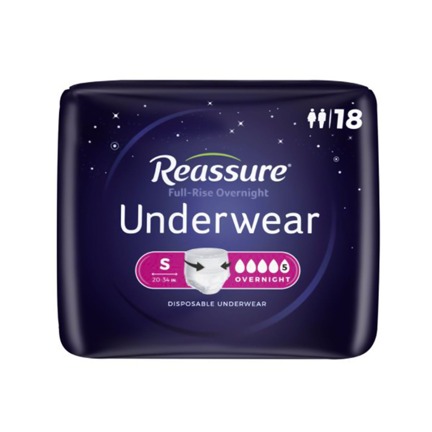 Reassure® Full-Rise Overnight Absorbent Underwear, Heavy Absorbency, Small