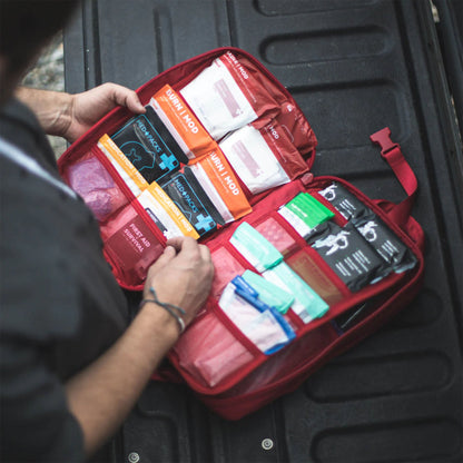 FIRST AID KIT, MYFAK LG PRO 200PC NYLON BAG RED 14X8.75X6"