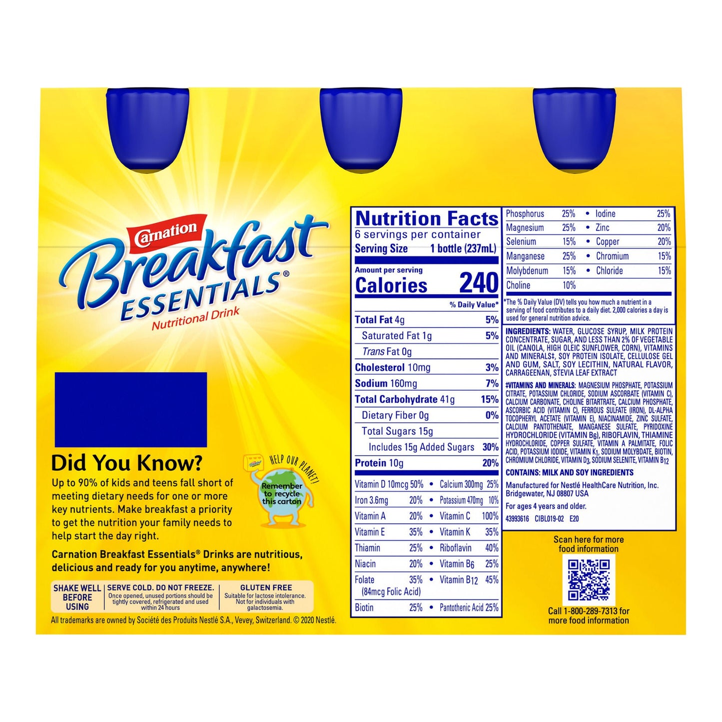 CARNATION, RTD BREAKFAST ESSENTIALS ORIG STRWBRY 8OZ (24/CS)