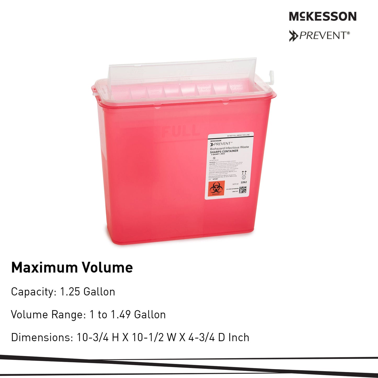 CONTAINER, SHARPS RED 5QT HORIZ (10/BX 2BX/CS)