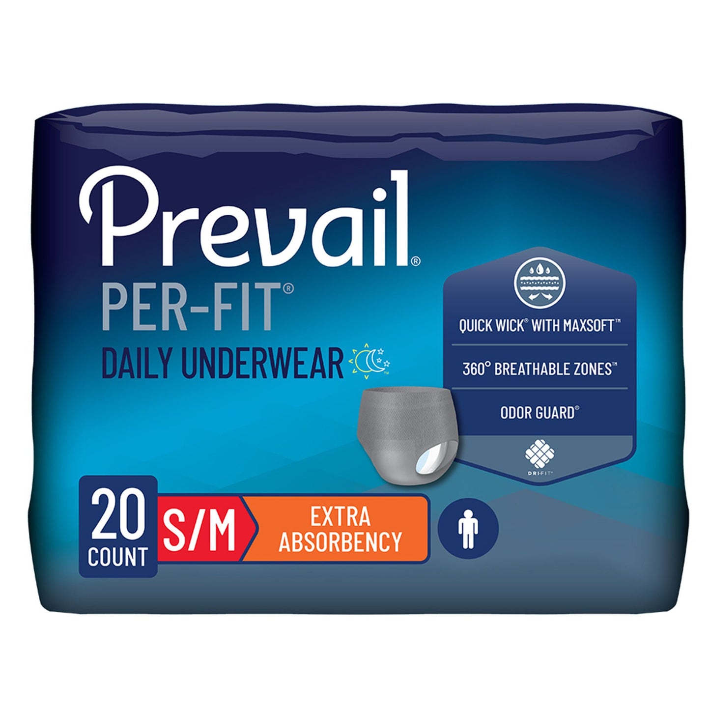 UNDERWEAR, PREVAIL PER-FIT MEN34"-36" (20/BG 4BG/CS)