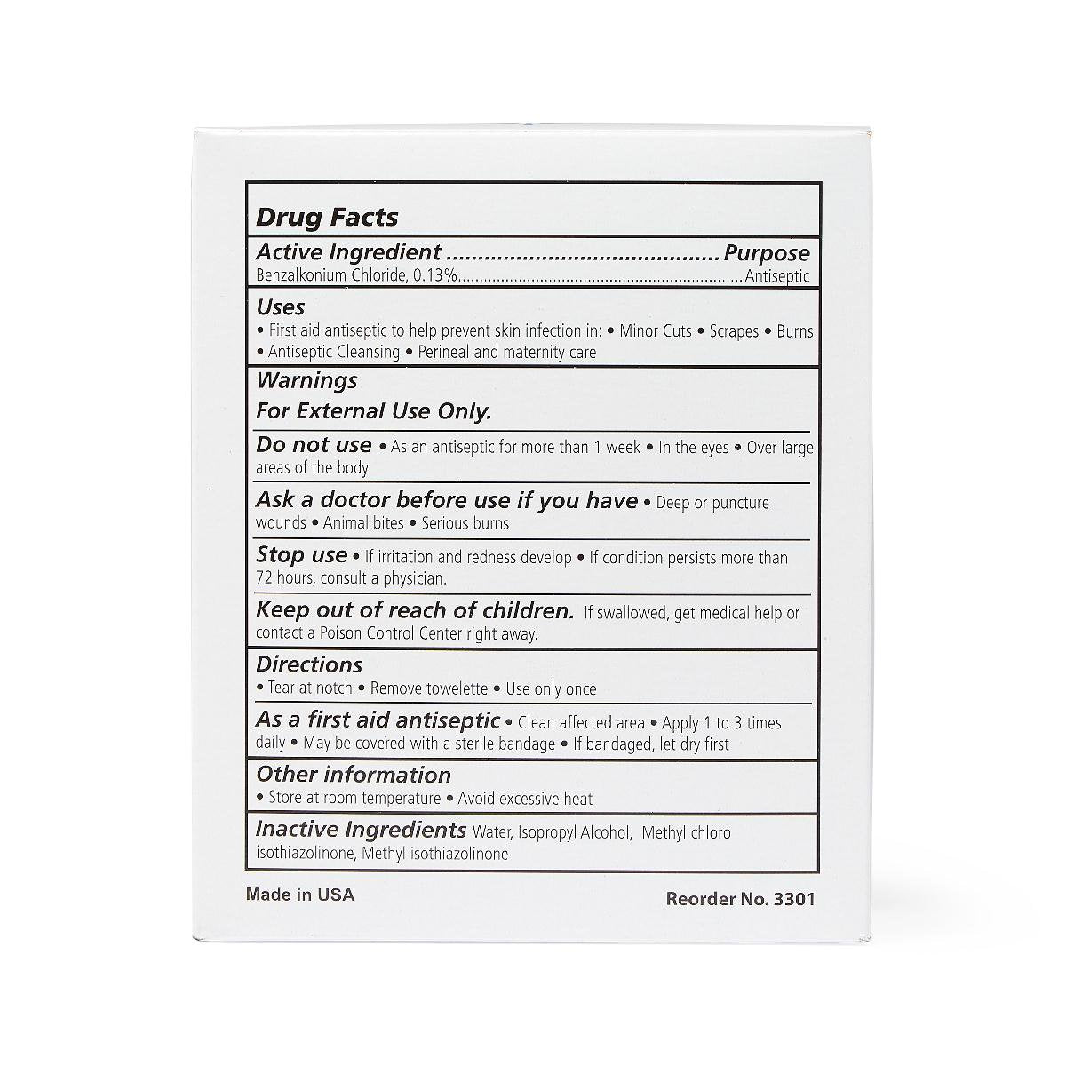TOWELETTE, ANTISEPTIC CLEANSING WET BZK (100/BX 10BX/CS)