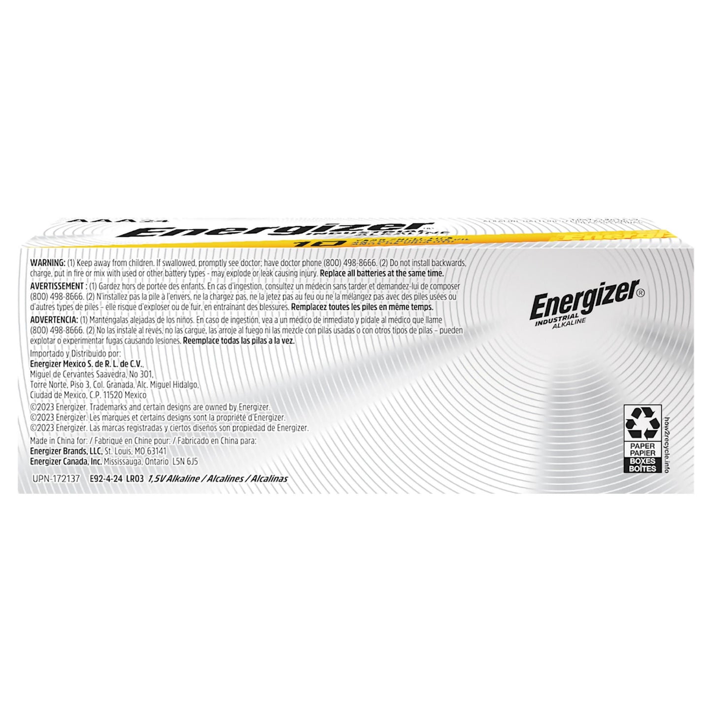 BATTERY AAA ALKALINE (144/CS)