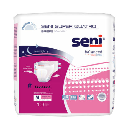 BRIEF, INCONT SENI SUPER QUATRO MED 30"-43" (10/PK 4PK/CS)